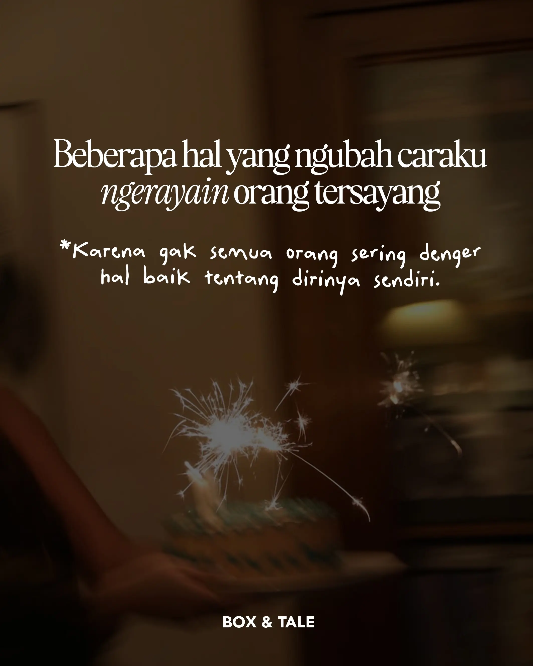 Kadang suka bingung nyusun kata-kata buat merayakan orang tersayang. Padahal….

Kadang yang paling ngena bukan kata-kata yang puitis, tapi yang paling jujur dari hati 🤍🫶🏻✨

P.s Box & Tale is here to help you celebrate your loved ones, dm us for more info! 👆🏻

#boxandtale