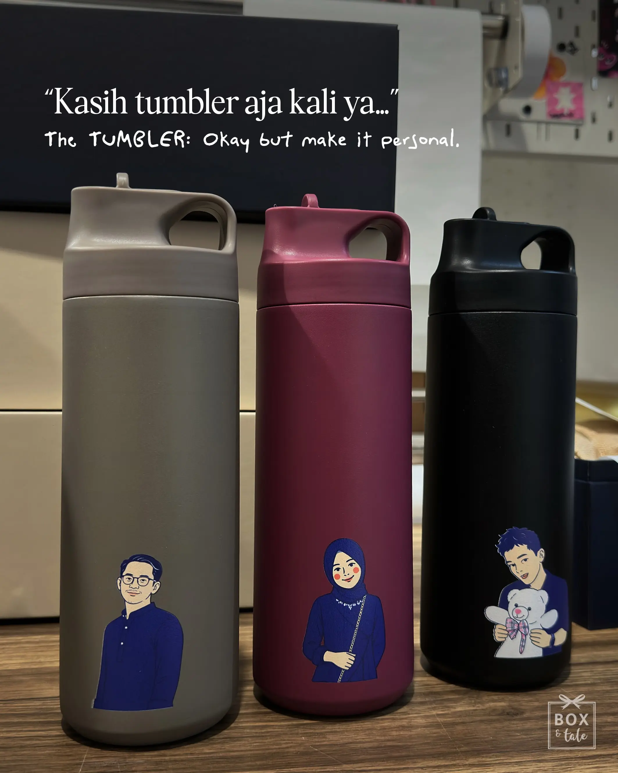 Same tumbler, different little stories. 🤍
For the next time you’re wondering, “kasih apa ya?”
Save this one for later. 👀

#boxandtale #customtumbler #kadocustom #giftidea