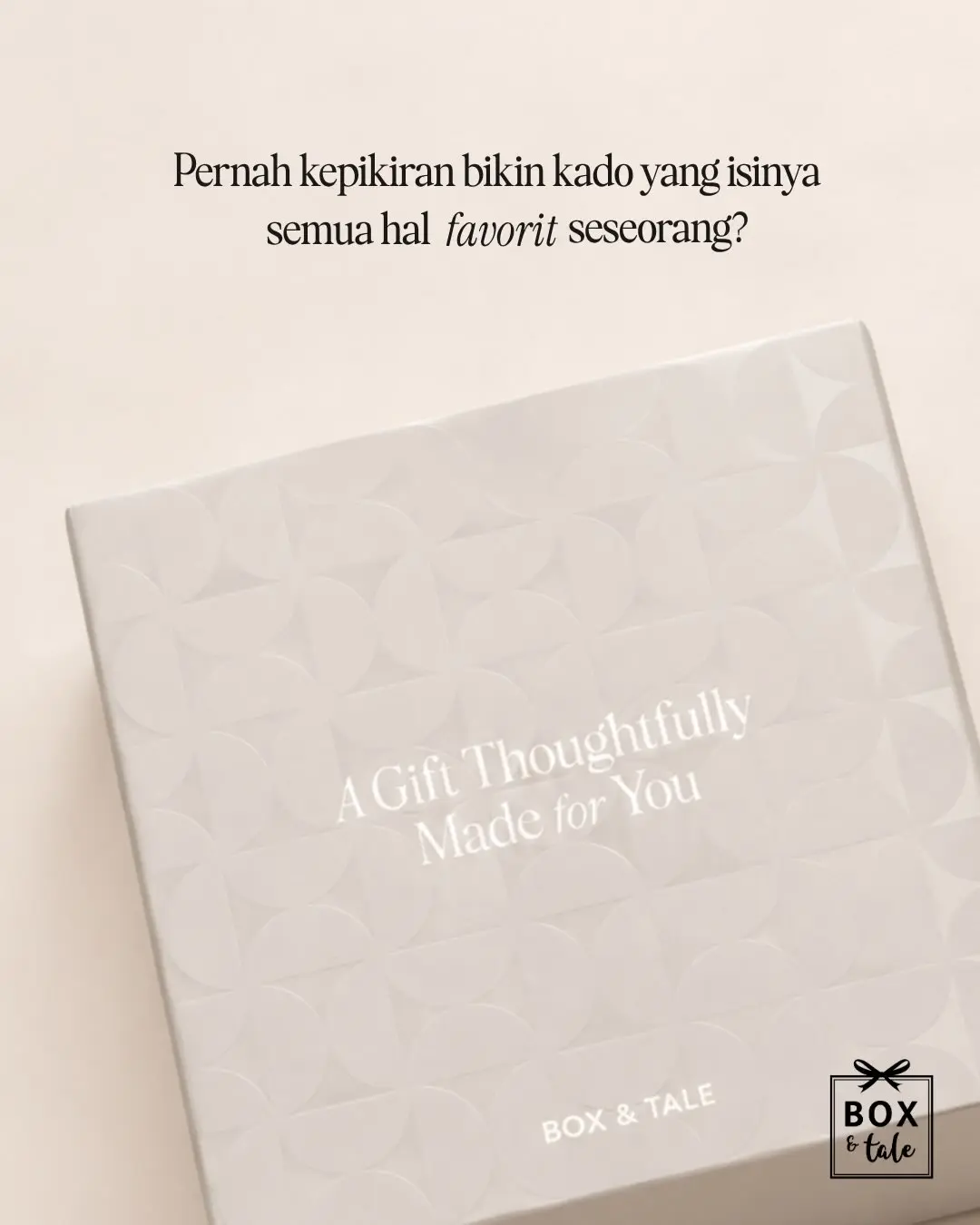 Kado yang paling personal biasanya datang dari hal-hal kecil yang kamu inget tentang dia. Snack favoritnya, foto yang punya cerita, sampai detail receh yang mungkin dia sendiri udah lupa pernah cerita. 🤎

Mau bikin sesuatu yang lebih dari sekadar kado? Let Box & Tale help you tell your story.