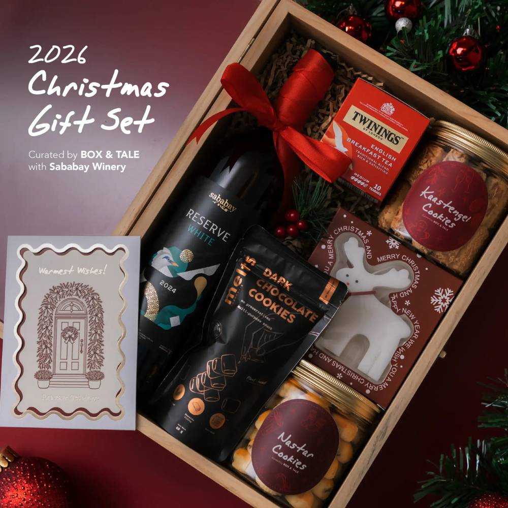 Custom Gift Hampers - Box & Tale - Box & Tale x Sababay Winery Christmas 2026 - Dazzling Reserve White Set